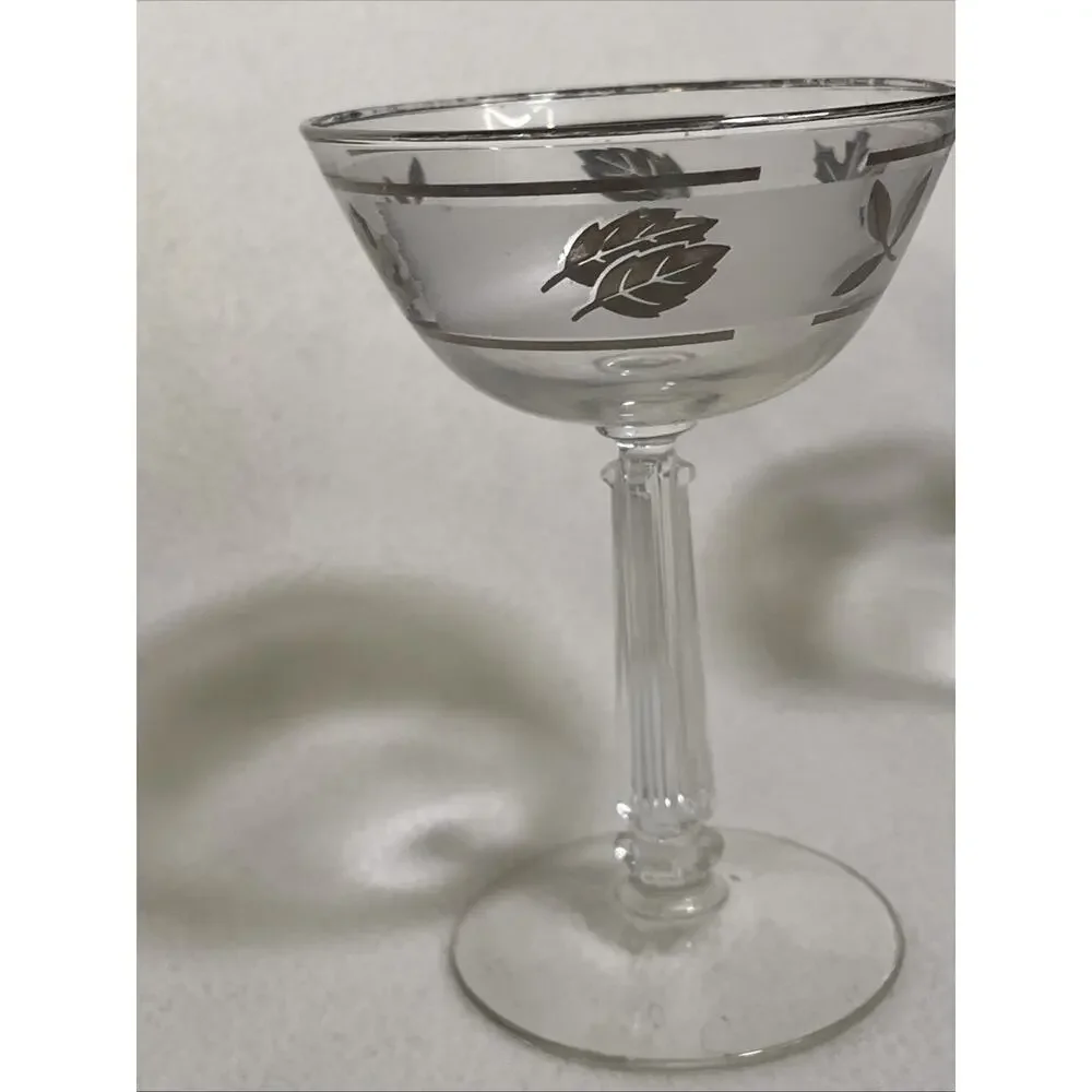 Libbey Silver Leaf Champagne Martini Sherbet Glasses X2 6 oz